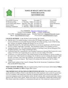 TOWN OF BEAUX ARTS VILLAGE TOWN BULLETIN NOVEMBER 2014 *******************************************************************************************  Town ROW Clean-up