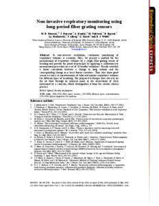 Non-invasive respiratory monitoring using long-period fiber grating sensors M. D. Petrović,1,* J. Petrovic,1 A. Daničić,1 M. Vukčević,2 B. Bojović,1