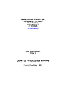 BAYPATH ELDER SERVICES, INC. AREA AGENCY ON AGING 33 Boston Post Rd West Marlborough, MATelFax