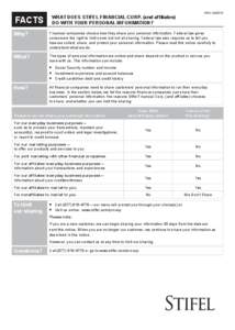 FACTS  REV[removed]WHAT DOES STIFEL FINANCIAL CORP. (and affiliates) DO WITH YOUR PERSONAL INFORMATION?