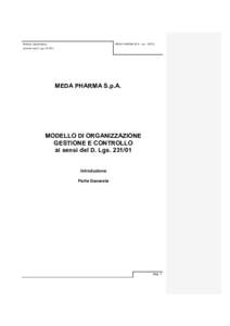 Modello organizzativo  MEDA PHARMA SPA – revai sensi del D. Lgs) (