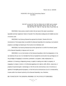 Filed for intro on[removed]HOUSE BILL 38 of the First Extraordinary Session By Brown AN ACT to enact the “Fair Tax Reform Act of 1999” and to amend Tennessee Code Annotated, Title 9; Title 45; Title 48;