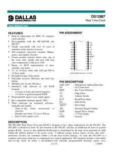 DS12887 Real Time Clock www.dalsemi.com