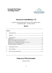 European Wind Energy Technology Platform Steering Committee Meeting n°10 n°10 European Wind Energy Association, 80 rue d’Arlon 1000 Brussels.