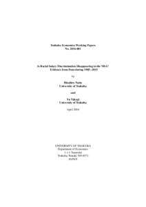 Tsukuba Economics Working Papers NoIs Racial Salary Discrimination Disappearing in the NBA? Evidence from Data duringby