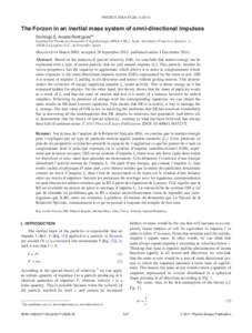 PHYSICS ESSAYS 24, [removed]The Forzon in an inertial mass system of omni-directional impulses Domingo S. Acosta Rodrı´gueza) Instituto De Productos Naturales Y Agrobiologı´a (IPNA-CSIC), Avda. Astrofı´sico Franci