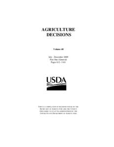 AGRICULTURE DECISIONS Volume 68  July - December 2009