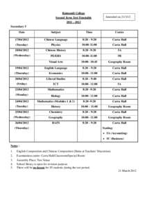 Raimondi College Second Term Test TimetableAmended on