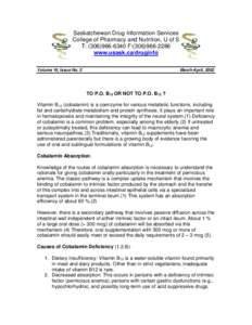 Hematopathology / B vitamins / Chemistry / Cofactors / Pernicious anemia / Intrinsic factor / Transcobalamin / Anemia / Cyanocobalamin / Nutrition / Medicine / Vitamin B12