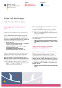 Selected Resources. Public Finances and Human Rights
