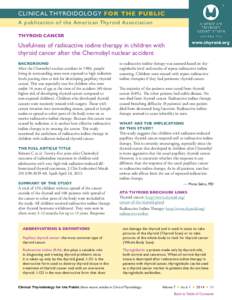 Anatomy / Thyroid cancer / Iodine / Endocrine system / Glands / Thyroid / Hyperthyroidism / Papillary thyroid cancer / Iodine-131 / Medicine / Thyroid disease / Endocrinology