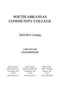 SOUTH ARKANSAS COMMUNITY COLLEGE[removed]Catalog[removed]