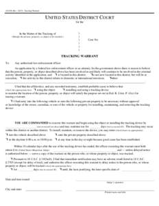 AO 104 (Rev[removed]Tracking Warrant  UNITED STATES DISTRICT COURT for the __________ District of __________ In the Matter of the Tracking of