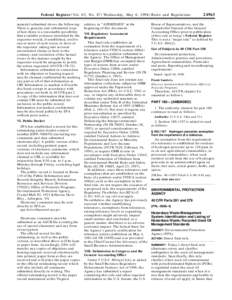 Earth / 94th United States Congress / Waste / United States administrative law / Hazardous waste / Resource Conservation and Recovery Act / Toxic Substances Control Act / Federal Register / Title 40 of the Code of Federal Regulations / Environment / Pollution / United States Environmental Protection Agency