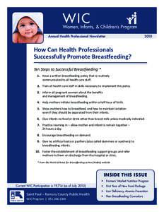 WIC  Women, Infants, & Children’s Program Annual Health Professional Newsletter  2010