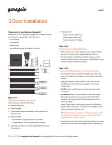 PAGE 1  3 Door Installation Thank you for purchasing Garageio!  F.	 Sensor Cables