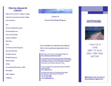 Hypnotherapy / Suggestion / Stage hypnosis / Hypnosis in popular culture / Hypnosis / Medicine / Health