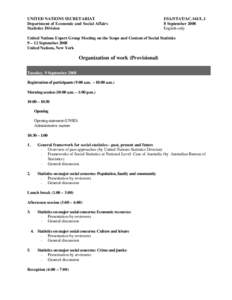 UNITED NATIONS SECRETARIAT Department of Economic and Social Affairs Statistics Division ESA/STAT/AC.161/L.1 8 September 2008