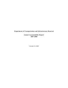 Department of Transportation and Infrastructure Renewal Annual Accountability Report[removed]October 14, 2008
