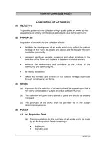 TOWN OF COTTESLOE POLICY  ACQUISITION OF AR TWORKS (1)  OBJECTIVE