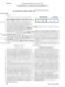 WEPSO78  Proceedings of FEL2013, New York, NY, USA HARMONIC LASING SELF-SEEDED FEL E.A. Schneidmiller, M.V. Yurkov, DESY, Hamburg, Germany