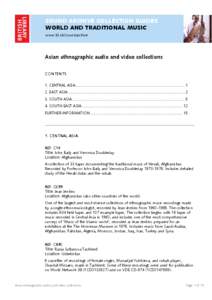Sound Archive collection guides: Asian ethnographic audio and video collections