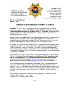 NEWS RELEASE For More Information Contact: Ann Armstrong Arizona Automobile Theft Authority Phone: [removed]