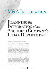 M&A Integration —— Planning the