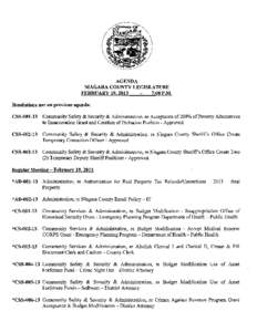 AGENDA NIAGARA COUNTY LEGISLATURE FEBRUARY 19,2013 7:00 P.M. Resolutions not on previous agenda: CSS[removed]