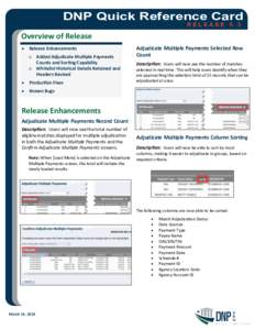 DNP Quick Reference Card RELEASE 5.3 Overview of Release 