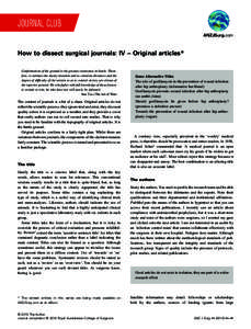 JOURNAL CLUB ANZJSurg.com How to dissect surgical journals: IV – Original articles* Conformation of the ground is the greatest assistance in battle. Therefore, to estimate the enemy situation and to calculate distances