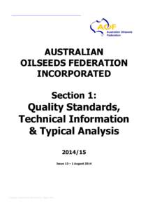 AUSTRALIAN OILSEEDS FEDERATION INCORPORATED Section 1:  Quality Standards,