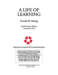 Donald W. Meinig / Education in the United States / Chitto Harjo