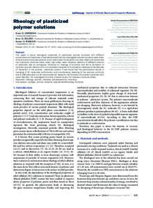 építôanyag § Journal of Silicate Based and Composite Materials  Rheology of plasticized polymer solutions Saide O. Umerova  Frantsevich Institute for Problems of Materials Science of NASU