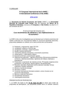 1ª CIRCULAR:  IV Congreso Internacional de la AHEC / 4 International Conference of the AHEC ahec.uji.es La Asociación de Historia Económica del Caribe (AHEC) y la Universidad