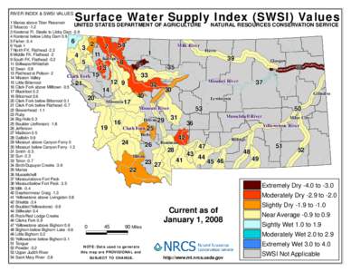 RIVER INDEX & SWSI VALUES  Surface Water Supply Index (SWSI) Values 1 Marias above Tiber Reservoir UNITED STATES DEPARTMENT OF AGRICULTURE