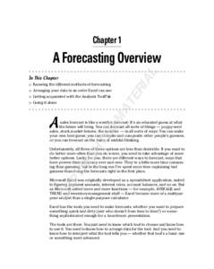 Chapter 1  AL A Forecasting Overview  Arranging your data in an order Excel can use