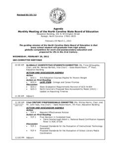 Revised[removed]Agenda Monthly Meeting of the North Carolina State Board of Education Education Building, 301 N. Wilmington Street Raleigh, North Carolina[removed]