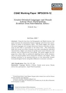 Gender-Oriented Languages and Female Labour Force Participation: Evidence from Sub-Saharan Africa
