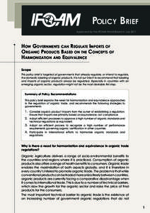 Policy Brief Approved by the IFOAM World Board in onJuly April, [removed], 2011