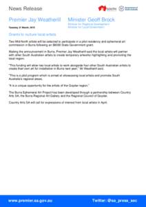 News Release Premier Jay Weatherill Minister Geoff Brock  Tuesday, 31 March, 2015