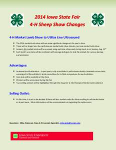 4-H Market Lamb Show to Utilize Live Ultrasound    
