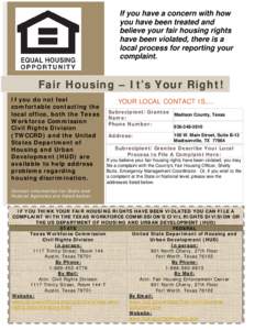 Fair Housing – It’s Your Right!