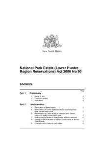 New South Wales  National Park Estate (Lower Hunter Region Reservations) Act 2006 No 90  Contents