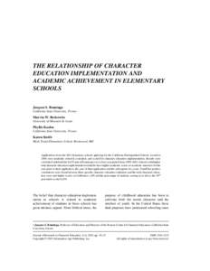 1-1c02.fm Page 19 Friday, September 12, [removed]:22 AM  THE RELATIONSHIP OF CHARACTER EDUCATION IMPLEMENTATION AND ACADEMIC ACHIEVEMENT IN ELEMENTARY SCHOOLS