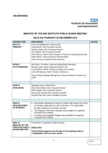 UNCONFIRMED  MINUTES OF THE NHS INSTITUTE PUBLIC BOARD MEETING HELD ON THURSDAY 06 DECEMBER 2012 AGENDA ITEM