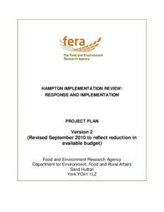 RESPONSE TO HAMPTON IMPLEMENTATION REVIEW