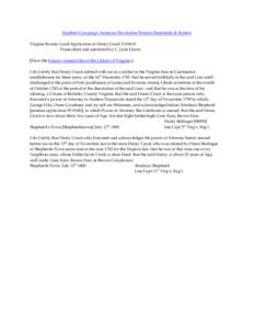 Southern Campaign American Revolution Pension Statements & Rosters Virginia Bounty-Land Application of Henry Crook VAS618 Transcribed and annotated by C. Leon Harris [From the bounty-warrant files of the Library of Virgi