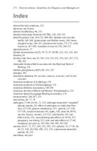 372 Fanconi Anemia: Guidelines for Diagnosis and Management  Index absent bile duct syndrome, 213 adenoma, see hepatic adrenal insufficiency, 86, 332