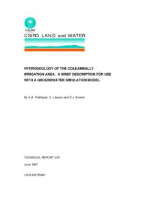 C SI RO A U ST RA LIA CSI RO LAN D and WATER  HYDROGEOLOGY OF THE COLEAMBALLY